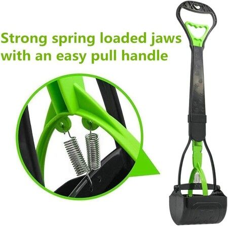 60CM Large Dog Pooper Scooper with Long Handle for Grass, Dirt, and Gravel (Green)