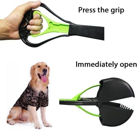60CM Large Dog Pooper Scooper with Long Handle for Grass, Dirt, and Gravel (Green)
