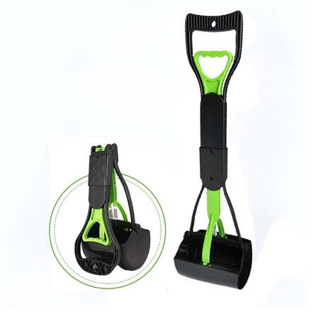 60CM Large Dog Pooper Scooper with Long Handle for Grass, Dirt, and Gravel (Green)