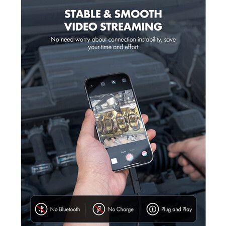 Endoscope Camera with Light for iOS and Android with 5-Meter Semi-Rigid Snake Inspection Perfect for Explore Hidden Spaces