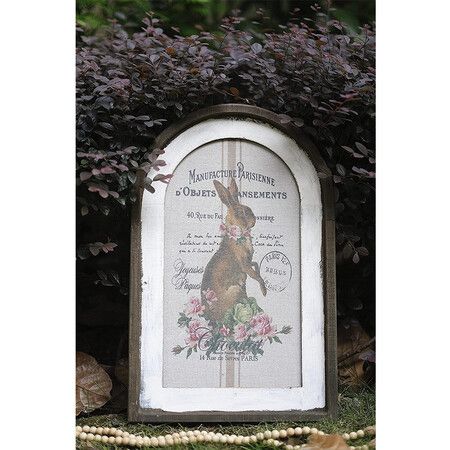 Elegant Arch Window Frame French Charming Country Wall Decor, Rabbit Wall Decor 30 x 20 cm