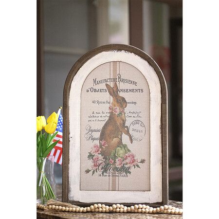 Elegant Arch Window Frame French Charming Country Wall Decor, Rabbit Wall Decor 30 x 20 cm