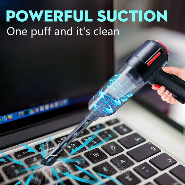 Cordless Compressed Air Duster and Mini Vacuum Cleaner Blower: 2-in-1 Cleaning Kit for Computers, Keyboards, and Cars