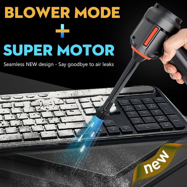 Cordless Compressed Air Duster and Mini Vacuum Cleaner Blower: 2-in-1 Cleaning Kit for Computers, Keyboards, and Cars