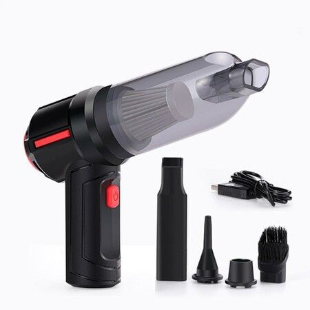 Cordless Compressed Air Duster and Mini Vacuum Cleaner Blower: 2-in-1 Cleaning Kit for Computers, Keyboards, and Cars