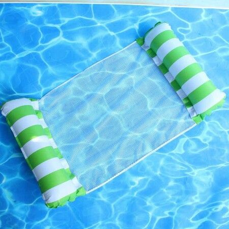 4-in-1 Inflatable Pool Float Multi-Purpose Hammock, Saddle, Drifter & Exercise Mat Durable PVC Construction(120 x 65 cm Green)