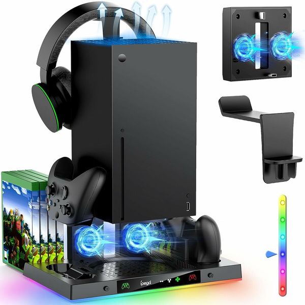 Dual Charger RGB Cooling Fan Charging Station for X-box Series X: Charge and Cool Your Controllers Simultaneously