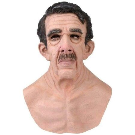 Transform into a Creepy Old Man with Halloween Natural Latex Mask - Realistic Wrinkled Face and Soft Human-Like Texture for a Hauntingly Convincing Costume