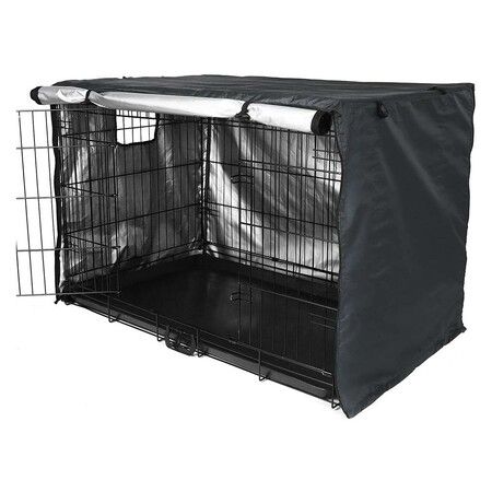 36" Waterproof Double-Door Dog Crate Cover with Air Vent Window for Indoor Dog Kennel