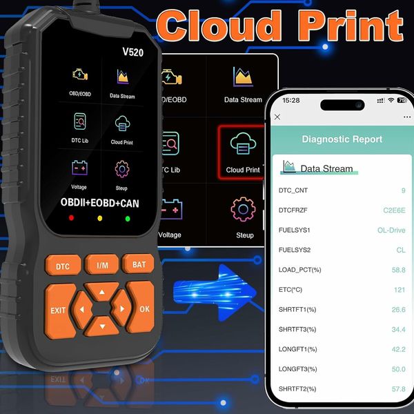 V520 Car Code Reader - OBD2 Diagnostic Scanner for All OBDII Vehicles 1996 and Newer