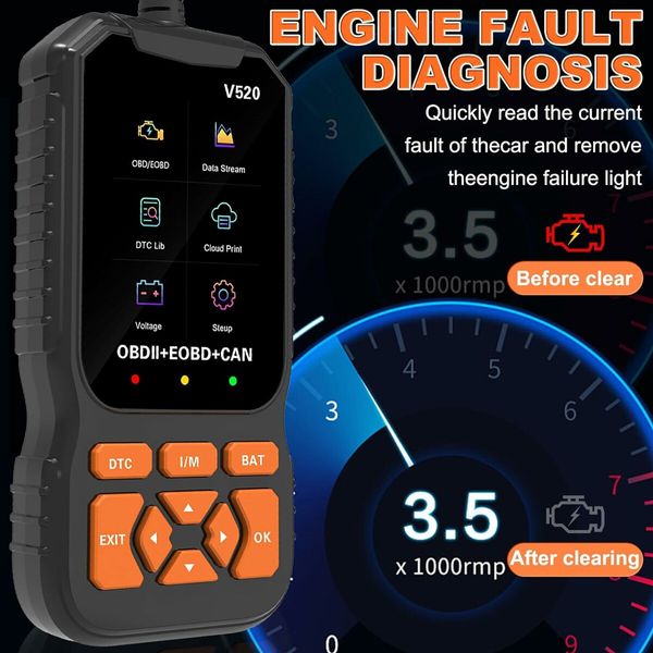 V520 Car Code Reader - OBD2 Diagnostic Scanner for All OBDII Vehicles 1996 and Newer