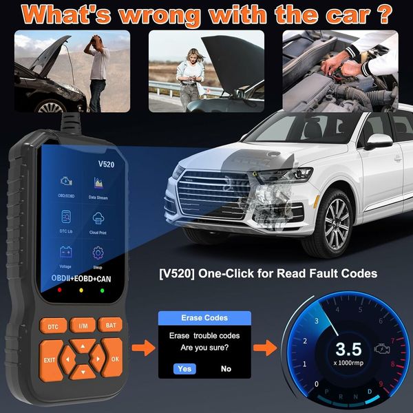 V520 Car Code Reader - OBD2 Diagnostic Scanner for All OBDII Vehicles 1996 and Newer