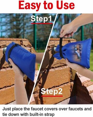 4-Pack Blue Waterproof Faucet Covers - Thick Reusable Winter Freeze Protection for Outdoors