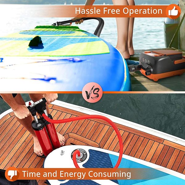 12V DC Car Connecto 16PSI High-Pressure SUP Air Pump for Inflatable Stand Up Paddle Boards and Boats