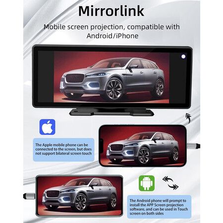 Portable 10.26 Inch HD Wireless Apple CarPlay and Android Car Radio with Hands-free Bluetooth Touch Screen