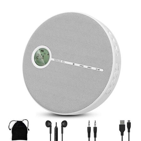 Compact Anti-Skip Portable CD Player with Bluetooth, Rechargeable Portable Music Player for Car Travel