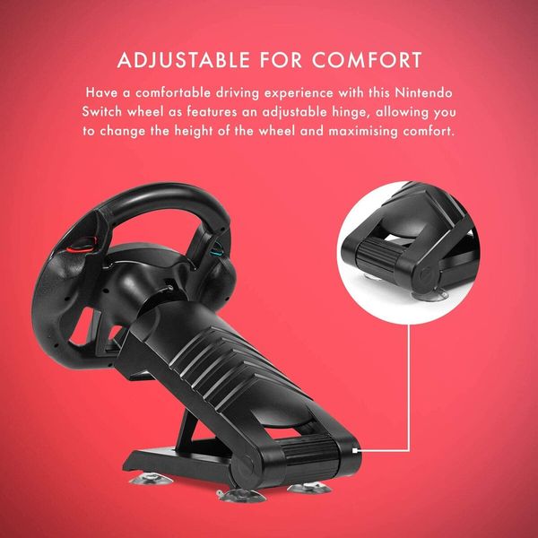 Steering Wheel Attachment for Switch: Enhance Your Racing Experience with Precision Control and Tabletop Stability (Black)