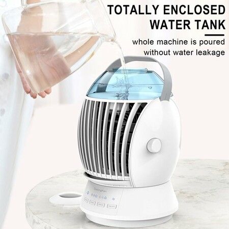 Air Conditioner Desk Mini Portable Fan Humidifier Misting 3 Speeds LED Light Quiet Evaporative Cooler for Home Office Room