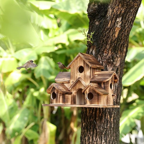 Wooden Bird House Shelter for Outdoor Hanging: Cozy Shelter for Your Feathered Friends