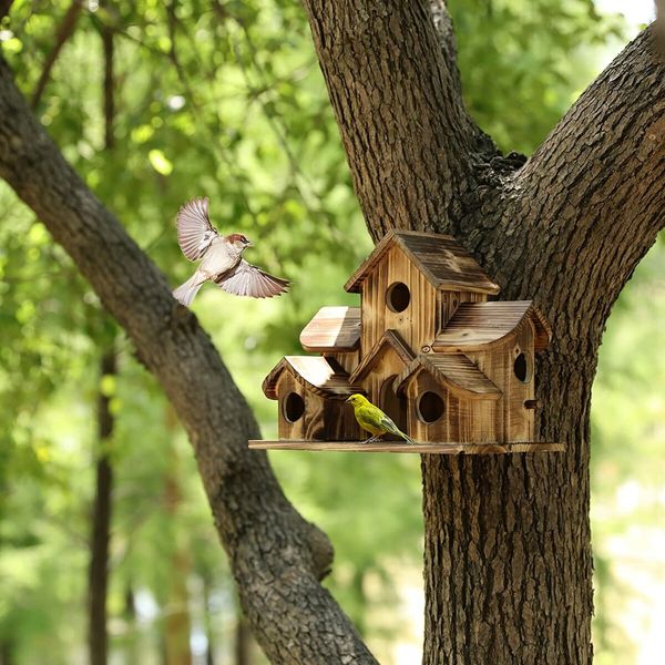 Wooden Bird House Shelter for Outdoor Hanging: Cozy Shelter for Your Feathered Friends