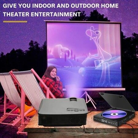 Portable CD and DVD Player with HDMI, AV, and USB Connectivity - Playback on TV or Projector (Excludes Blu-ray DVDs)