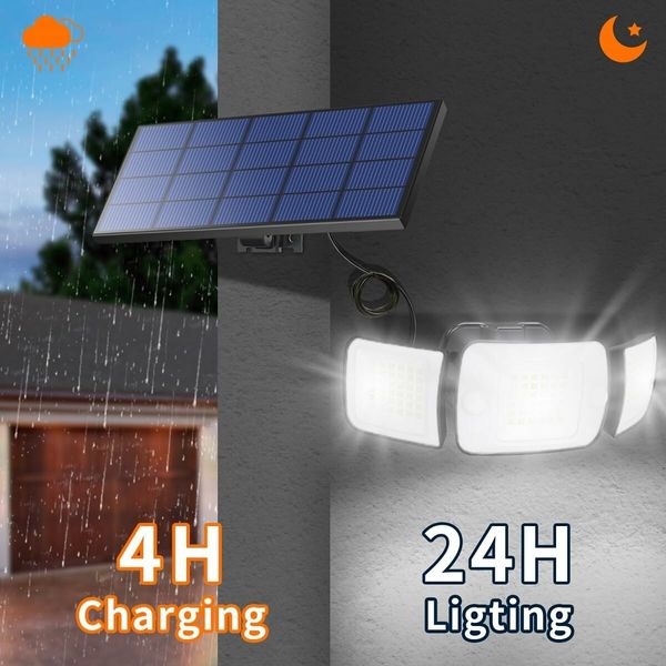 Motion Sensor Solar Flood Lights,6000mAh 1200LM Outdoor Solar Lights with Remote Control(IP65 Waterproof)