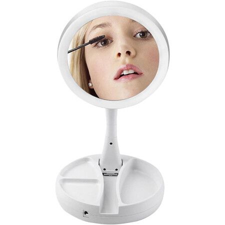 Makeup Vanity Mirror with 10x Magnification: USB Rechargeable for Tabletops