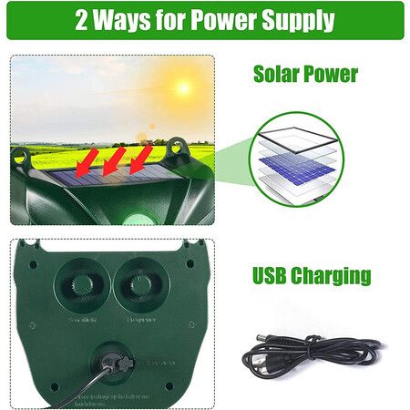 5-Mode Solar Ultrasonic Animal Deterrent Device with Motion Sensor for Gardens, Farms, Yards