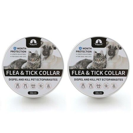 2-Pack Adjustable 38cm Flea and Tick Collars with Long-lasting protection - Keep Your Feline Friend Pest-Free and Comfortable