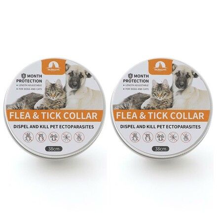 2-Pack 38cm Cat Flea and Tick Collars with Long-Lasting Protection for Your Feline Friend (Orange)