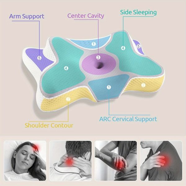 Relieving Cervical Pillow with premium cooling memory foam,Adjustable design for customized fit,Ideal for side sleepers