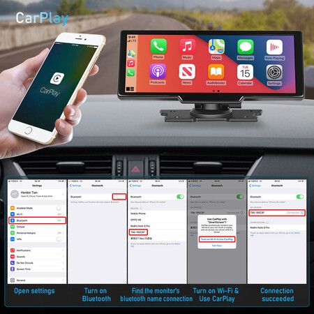 64GB Wireless Android Apple CarPlay with Large 10.26" screen, Built-in Dash Cam, GPS Navigation, Mirror Link, Backup Camera, Loop