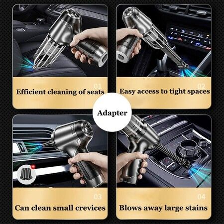 Powerful and Versatile Handheld Wireless Car Vacuum Cleaner with Brushless Motor for Easy Cleaning in Vehicles, Homes, and Offices (Grey)