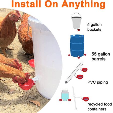 Automatic Chicken Water Feeders with Saw for Buckets and Boxes(5-Pack) - Perfect for Poultry, Ducks, Geese, Turkeys, and Bunnies