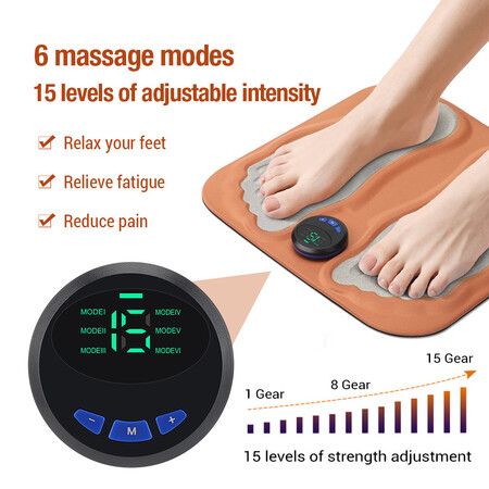 USB Rechargeable 3D EMS Foot Massager Pad with Automatic Calf and Foot Massage