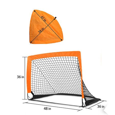 2-Pack 4x3(inch) Portable Pop-Up Soccer Goals for Kids, Quick and easy pop-up assembly, allowing for instant soccer fun(Orange)