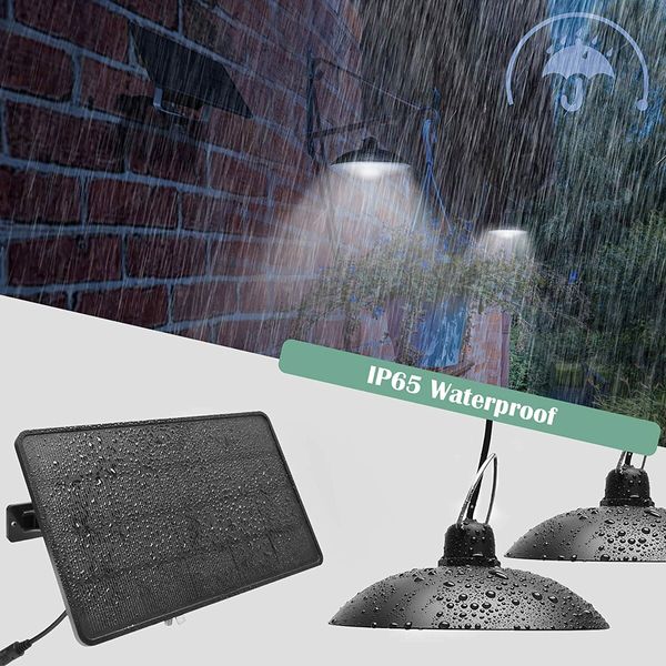 IP65 Waterproof Double Head Solar Pendant Lights for Indoor and Outdoor Use: Perfect for Gazebos and Storage Areas