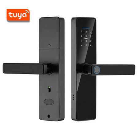 Tuya Smart Lock with Fingerprint, Keypad, and Card Access - Smart Door Lock with Handle