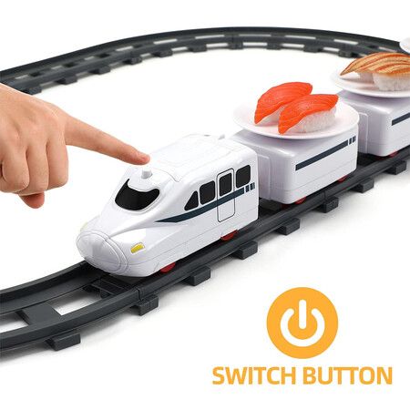 Electric Sushi Train Set: Battery-Powered Rotating Food Train with Under Christmas Tree Track