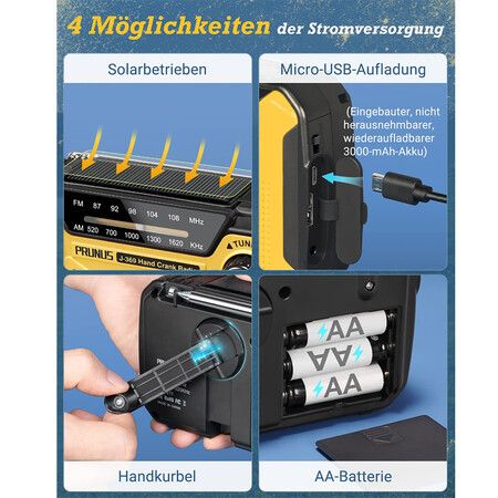 Solar and Crank Emergency Radio with FM/AM, Dynamo crank generates electricity even without batteries,Essential emergency kits