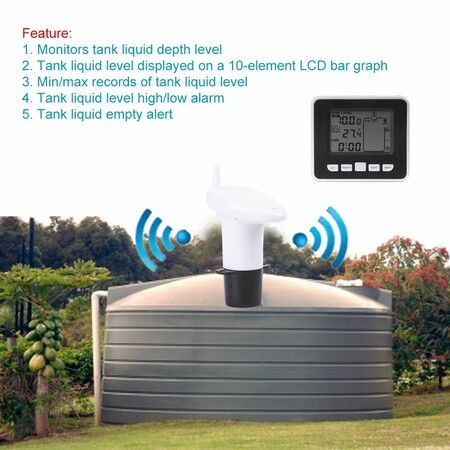 Wireless Ultrasonic Liquid Level Sensor Accurately Measure Liquid Depth in Tanks, Ideal for Industrial & Home Applications