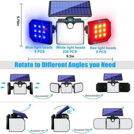 IP65 Waterproof Solar Motion Sensor Wall Lights with Strobe Function for Garden, Patio, Yard, and Front Door