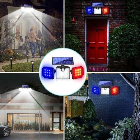 IP65 Waterproof Solar Motion Sensor Wall Lights with Strobe Function for Garden, Patio, Yard, and Front Door