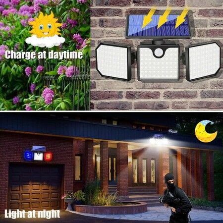 IP65 Waterproof Solar Motion Sensor Wall Lights with Strobe Function for Garden, Patio, Yard, and Front Door