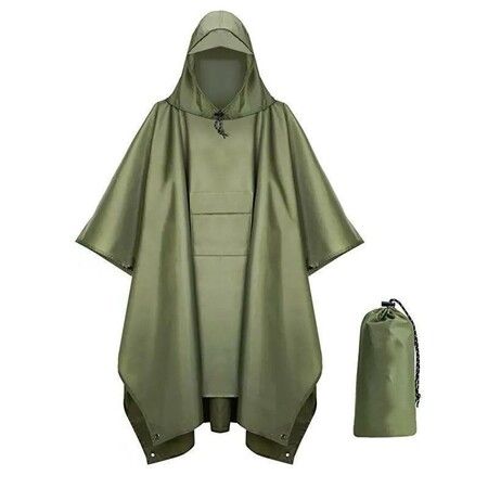 Unisex Waterproof Hooded Rain Poncho for Camping, Fishing, and Outdoor Activities(Green)