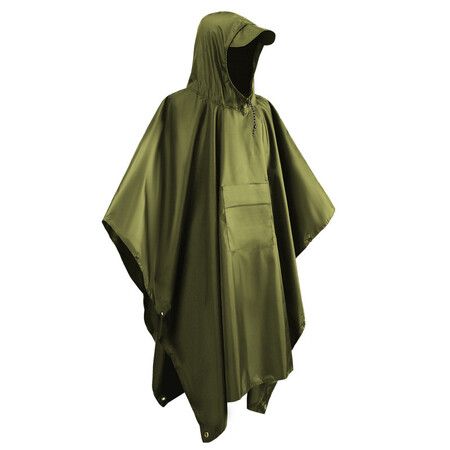 Unisex Waterproof Hooded Rain Poncho for Camping, Fishing, and Outdoor Activities(Green)