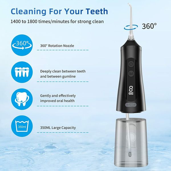 Portable Water Flosser with 9 Cleaning Modes for Optimal Dental Hygiene at Home and On-the-Go