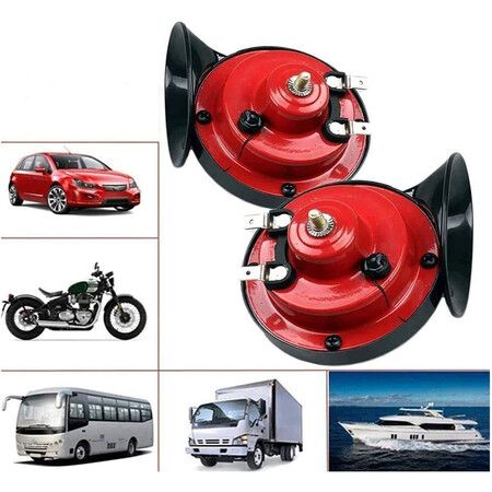 Ultra-loud 300db Waterproof Dual Car Horn (12v) for Trucks and Ships - Red