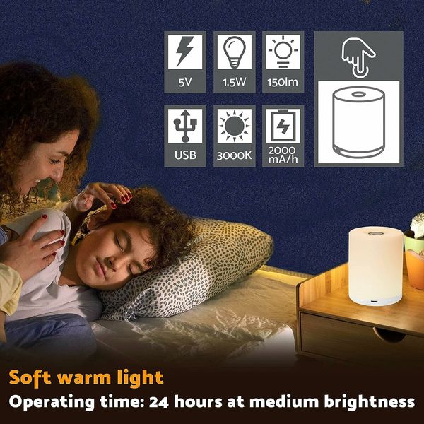 Portable Night Light Lamp: Rechargeable, Dimmable, and Perfect for Nurseries, Bedrooms, and Hallways