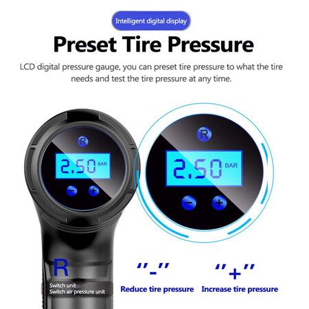 120W Wireless Car Tire Inflator/Compressor with USB Rechargeable Battery Ideal for inflating car tires, bike tires, and more